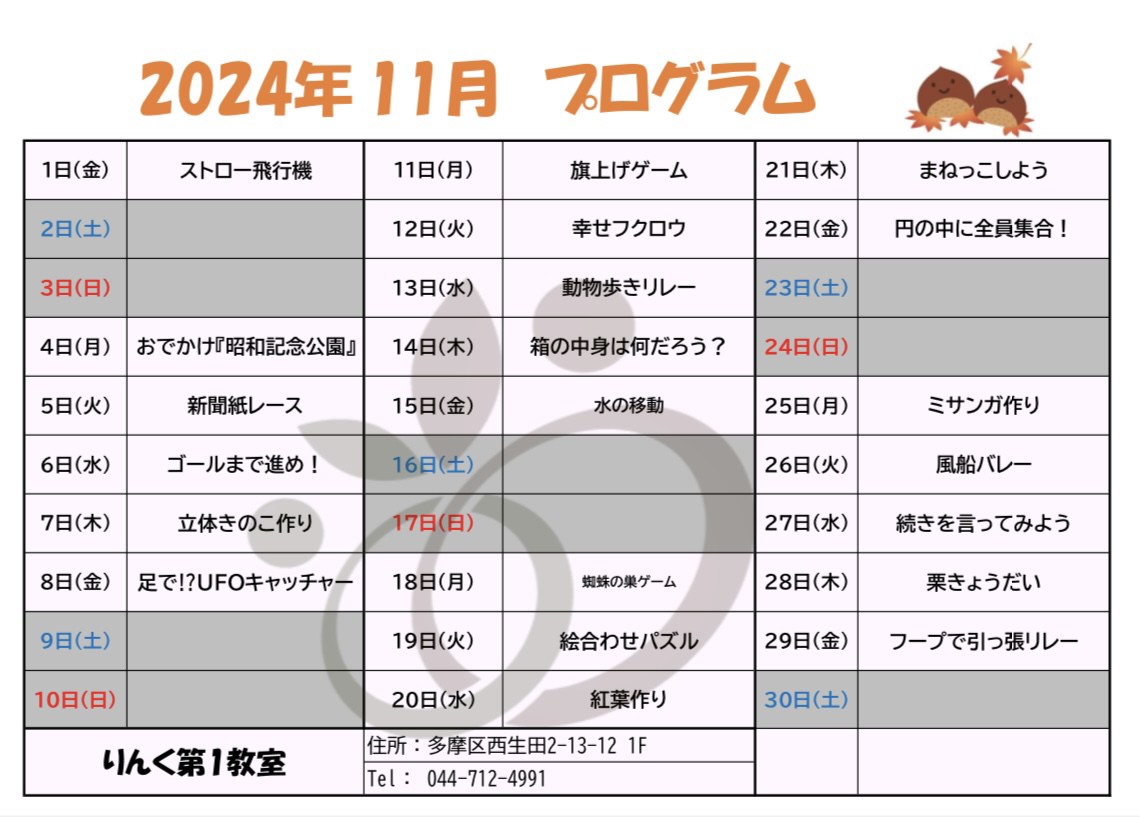 １１月のプログラム🍁